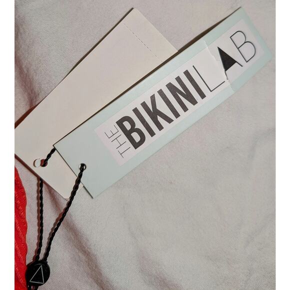 NWT Bikini Lab Triangle Bra Bikini Top & Banded Hipster Swim Bottoms Orange Sz L - Picture 7 of 8